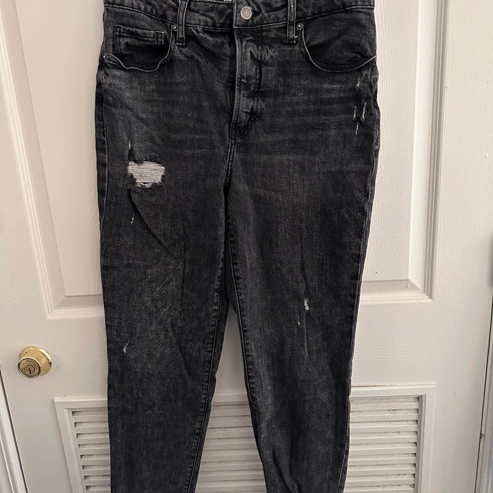 Old Navy Black Distressed OG Straight Jeans